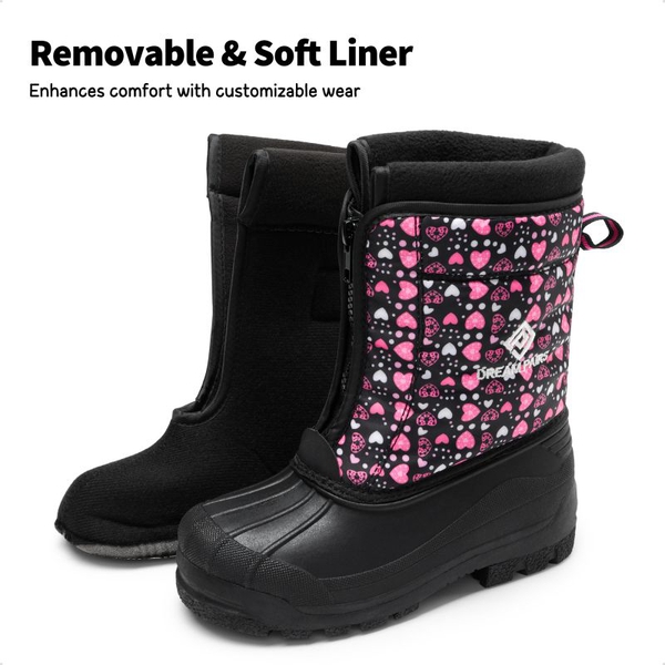 Kids Waterproof Snow Boots for boys and girls - BLACK PINK - 1